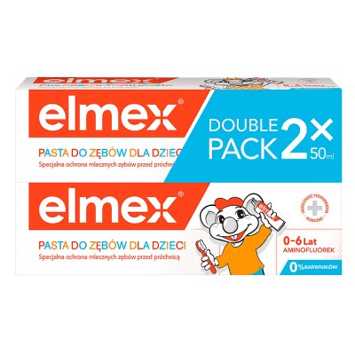Elmex Pasta do zębów Dla Dzieci 0 do 6 lat + druga 50% taniej, 2 x 50 ml