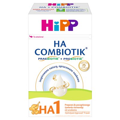 Hipp, Ha 1 Combiotik, preparat do początkowego żywienia dla niemowląt od urodzenia, 600 g