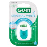 SUNSTAR GUM Original White wybielająca nić dentystyczna z krzemionkowymi mikrokuleczkami 30 m