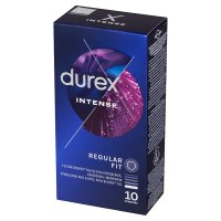 DUREX INTENSE Prezerwatywy prążkowane z wypustkami i żelem stymulującym 10 szt.