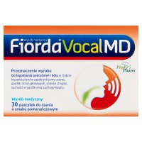 Fiorda Vocal MD, 30 pastylek do ssania o smaku pomarańczowym