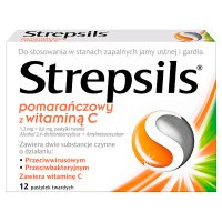 Strepsils pomarańczowy z wit.C, pastyl.twarde, 12 szt