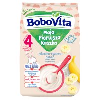 BoboVita Moja Pierwsza Kaszka  mleczno-ryżowa bananowa, bez cukru, po 4 miesiącu życia, 230g