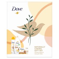 Dove Zestaw prezentowy Naturally Caring (deo spray 150ml+żel pod prysznic 250ml+kostka myjąca 90g)