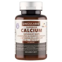 Singularis Calcium naturalny wapń ze skorupek jaj kurzych + witamina D3 z lanoliny 60 kapsułek