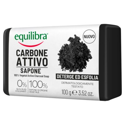 Equilibra Carbone Attivo Mydło oczyszczające 100% roślinne z aktywnym węglem  100g