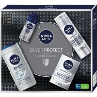 Nivea Men Zestaw prezentowy Silver Protect (żel pod prysznic 250ml+pianka do golenia 200ml+balsam po goleniu 100ml+deo roll-on 5