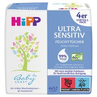 HIPP BABY Ultra-Sensitive wielopak chusteczki nawilżane od 1. dnia życia 4 x 52 sztuki