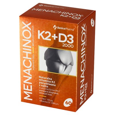 Menachinox K2 + D3 2000, 60 kapsułek