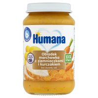 Humana 100% Organic Obiadek,marchew.z ziemn.i kurczak,190 g