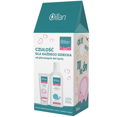 Oillan Baby promocyjny zestaw - płyn do mycia i kąpieli 2w1 400 ml + mleczko nawilżające 200 ml