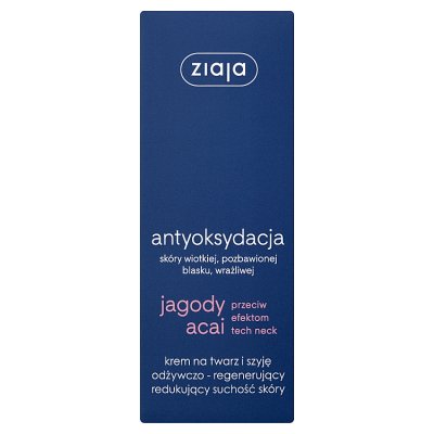 Ziaja Jagody Acai krem na twarz i szyję odżywczo - regenerujący redukujący suchość skóry 50 ml