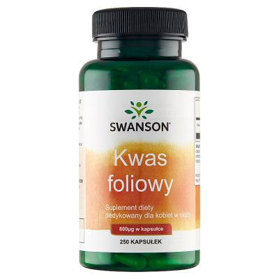 Swanson Kwas foliowy 800 mcg 250 kapsułek