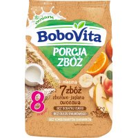 BoboVita Porcja Zbóż, kaszka mleczna 7 zbóż, zbożowo - jaglana, owocowa, 210 g