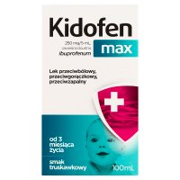 Kidofen Max 250mg/5ml, zawiesina doustna, smak truskawkowy, dla dzieci od 3 miesiąca życia, 100ml