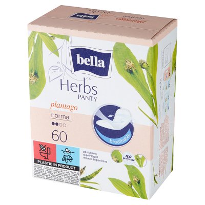 Bella, Panty Herbs, Sensitive, wkładki higieniczne, z babką lancetowatą, 60 sztuk