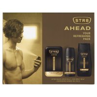 STR 8 Ahead Zestaw prezentowy (dezodorant spray 150ml+płyn po goleniu 100ml+żel pod prysznic)