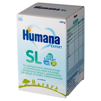Humana SL Expert, mleko dla niemowląt z alergią na białko mleka krowiego, od urodzenia, 650g
