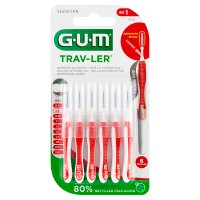Gum Trav-Ler, szczoteczki międzyzębowe,0,8 mm, czerwone, 6 sztuk