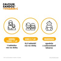 Calcium-Sandoz + Vitamin C (smak pomarańczowy), 10 tabletek