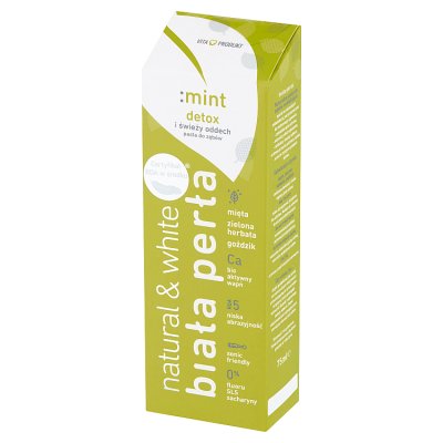 BIAŁA PERŁA Natural & White Mint wybielająca pasta do zębów bez fluoru 75 ml