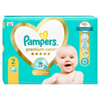 Pampers Premium Care, pieluszki jednorazowe, rozmiar 2, waga 4-8kg, 68 sztuk