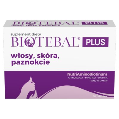 Biotebal Plus, Włosy Skóra Paznokcie, 30 tabletek