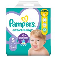 Pampers Active Baby, pieluszki jednorazowe, rozmiar 5, waga 11-16kg, 64 sztuki