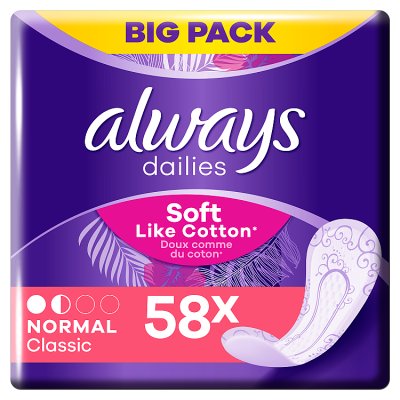 Always Dailies Soft Like Cotton Normal, wkładki higieniczne, 58 sztuk