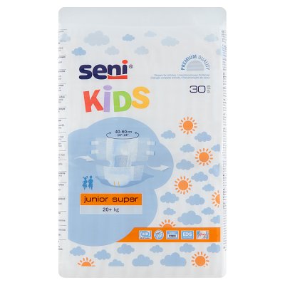Seni Kids Junior Super, pieluchomajtki dla dzieci 20kg+, 30 sztuk