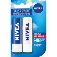 Nivea Lip Care DUO Pomadka ochronna Original Care + Med Repair 4.8mlx2