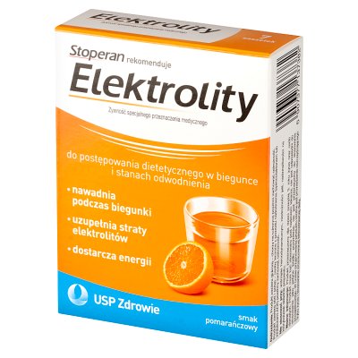 Elektrolity (smak pomarańczowy) 7 saszetek z proszkiem do sporządzenia roztworu