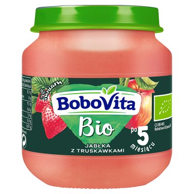 BoboVita Bio, jabłka z truskawkami, po 5 miesiącu, 125g