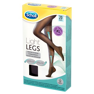 Scholl Light Legs rajstopy uciskowe cienkie 20 Den rozmiar XL, 1 sztuka (czarne)