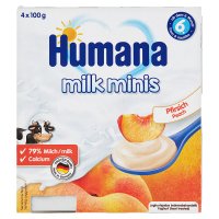 Humana Milk Minis, deserek jogurtowy o smaku brzoskwiniowym, po 6 miesiącu życia, 4x100g