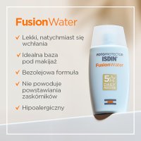 Fotoprotector Isdin Fusion Water SPF 50 UVB UVA krem do twarzy z bardzo wysoką ochroną przeciwsłoneczną spf50, 50 ml