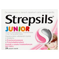 Strepsils Junior (smak truskawkowy) 24 pastylek do ssania