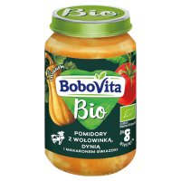 BoboVita Bio, wołowinka w pomidorach z dynią i makaronem gwiazdki, po 8 miesiącu, 190g