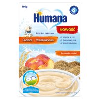 Humana - Kaszka owsiano-brzoskwiniowa, mleczna, bez dodatku cukru, po 6 miesiącu, 200 g