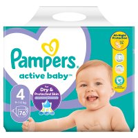 Pampers Active Baby, pieluszki jednorazowe, rozmiar 4, waga 9-14kg, 76 sztuk