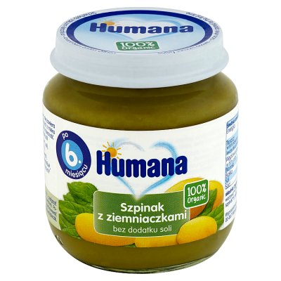 Humana 100% Organic, Szpinak z ziemniaczkami, 125 g