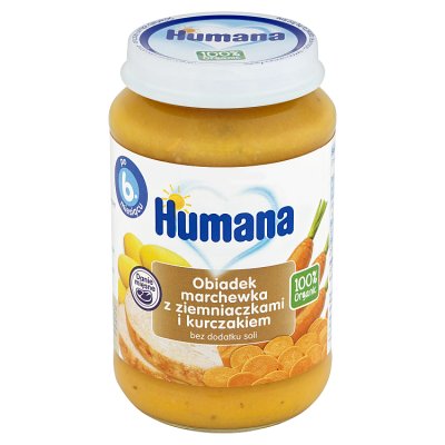 Humana 100% Organic Obiadek,marchew.z ziemn.i kurczak,190 g