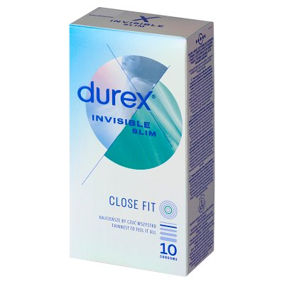 Durex Invisible Prezerwatywy Close Fit Dopasowane, 10 sztuki