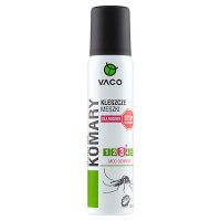 VACO Spray zapobiegają ukąszeniom komarów, kleszczy i meszek. Produkt jest oparty na substancji, która w imponująco długi sposób chroni przed komarami, również w trudnych warunkach klimatycznych.