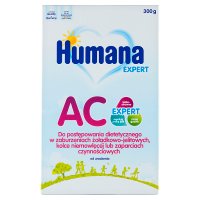Humana AC Expert, mleko dla niemowląt z tendencją do zaparć lub kolek, od urodzenia, 300g