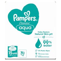 Pampers Harmonie Aqua chusteczki nawilżane 15 x 48 sztuk (0% plastic)
