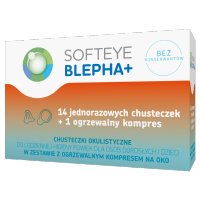 Softeye Blepha Plus, 14 chusteczek do higieny powiek + 1 ogrzewalny kompres