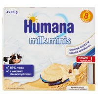 Humana Milk Minis, deserek mleczny kaszka waniliowa, po 8 miesiącu życia, 4x100g