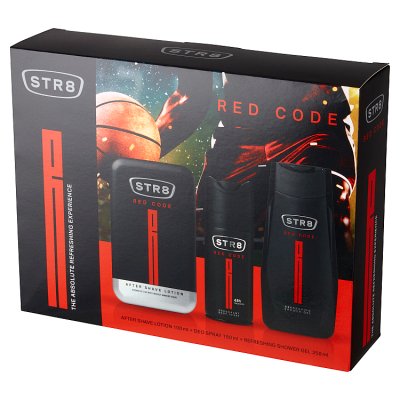 STR 8 Red Code Zestaw prezentowy (dezodorant spray 150ml+żel pod prysznic 250ml+płyn po goleniu)