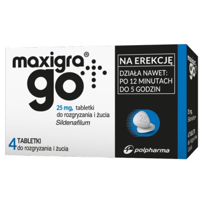 Maxigra Go 25 mg, 4 tabletki  do rozgryzania i żucia